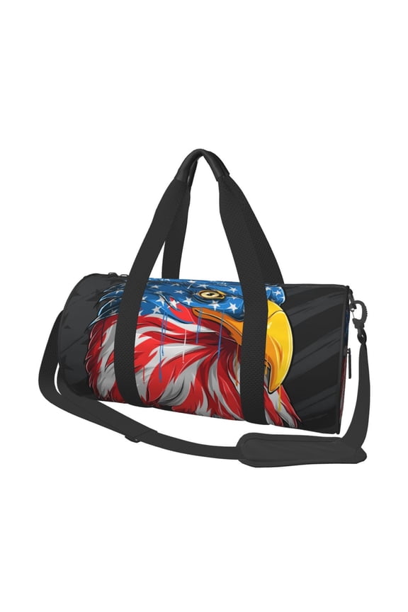 Eagle Head With American Flag 45L Foldable Duffel Bag, Sports Gym Bag,Overnight Bag, Portable Weekender Bag for Airplanes
