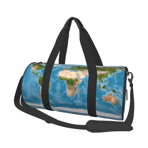 Vsdgher Earth View World Map 45L Foldable Duffel Bag, Sports Gym Bag,Overnight Bag, Portable Weekender Bag for Airplanes