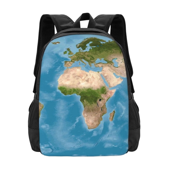 Vsdgher Earth View World Map Print Backpack for Women Men School Bookbag with Laptop Compartment for College Work Travel, Simple Fashion Casual Daypack, Fit 15" Laptop