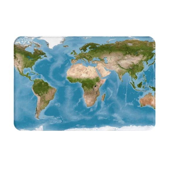 Vsdgher Earth View World Map print Flannel Anti-Slip Floor Mat Comfort Mat Floor Carpet for Decor, Non-Slip, Home, Office, Laundry, Durable