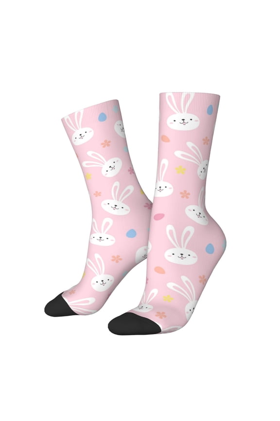 Easter Cute Rabbit Crew Socks for Men & Women, Breathable Casual Athletic Ankle Socks