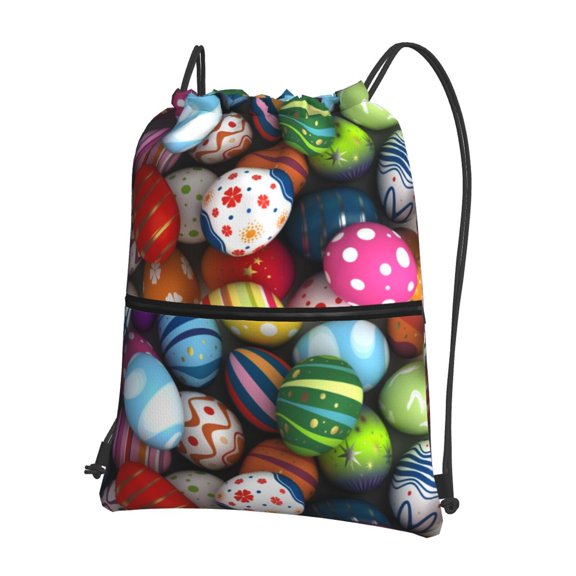 Vsdgher Easter Egg Drawstring Backpack Water Resistant String Bag Sports Sackpack Gym Sack for Men Women