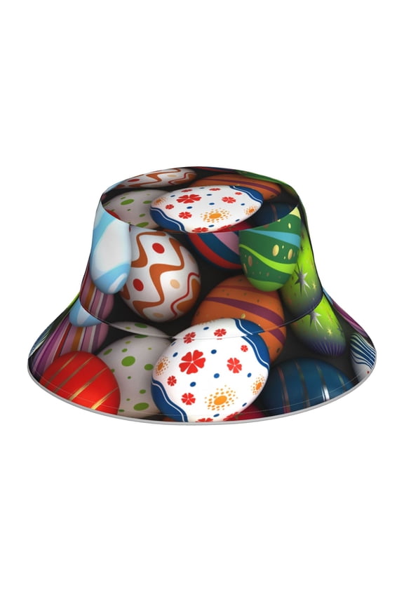 Easter Egg Print Bucket Hat for Men&Women Bucket Hat Reversible Summer Double-Side-Wear Travel Gardening, Beach, Camping, Hiking, Fishing Cap