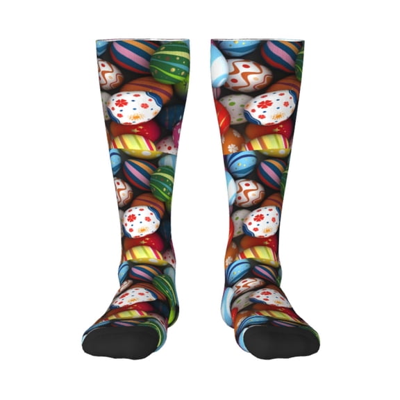 Vsdgher Easter Egg Print Thigh High Socks Extra Long Stretchy Sock Women Over Knee High Opaque Stocking Daily Wear