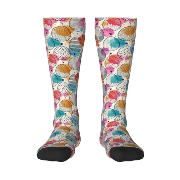 Vsdgher Easter Egg Print Thigh High Socks Extra Long Stretchy Sock Women Over Knee High Opaque Stocking Daily Wear