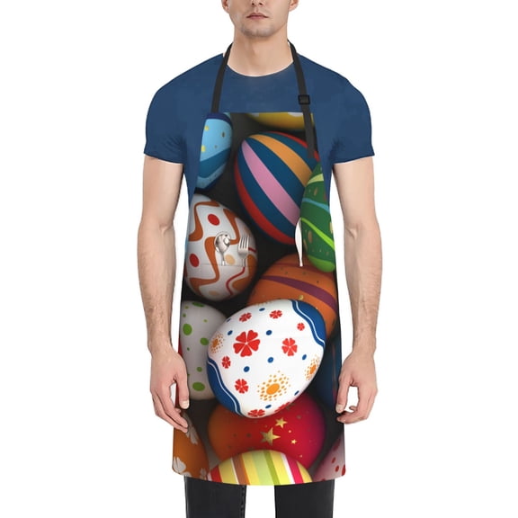 Vsdgher Easter Egg Waterproof Apron with 2 Pockets Kitchen Chef Aprons Bibs for Grooming Cooking Baking Painting Gardening