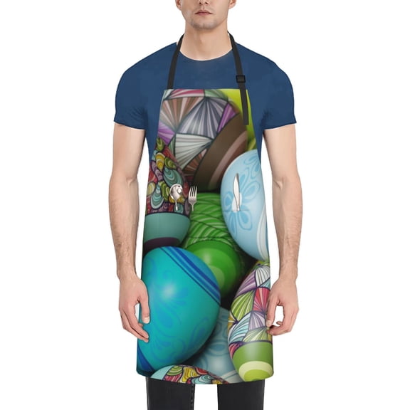 Vsdgher Easter Egg1 Waterproof Apron with 2 Pockets Kitchen Chef Aprons Bibs for Grooming Cooking Baking Painting Gardening