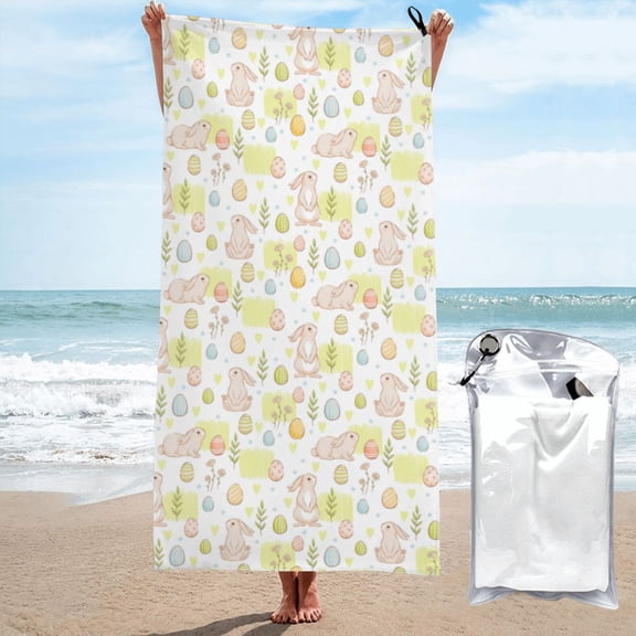 Vsdgher Easter Rabbit Microfiber Ultra Soft Highly Absorbent Bath Towel, Quick Drying Towels for Body, Sport, Yoga, SPA, Fitness-27.5"x55"