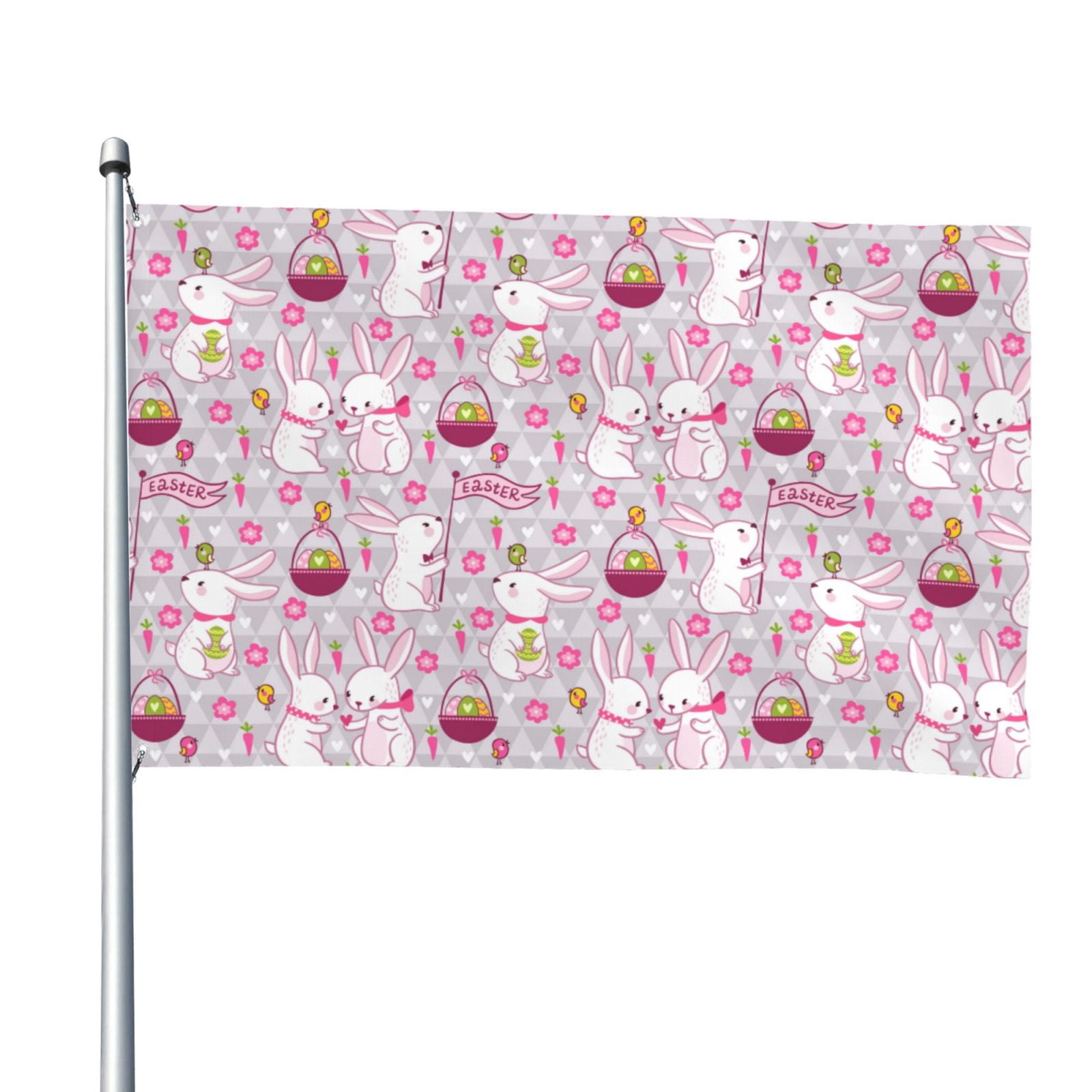 Vsdgher Easter Rabbit Print Outdoor Decorative Flag 4x6ft, Suitable for outdoor decoration, can be hung indoors, on outdoor lawns, balconies, parties