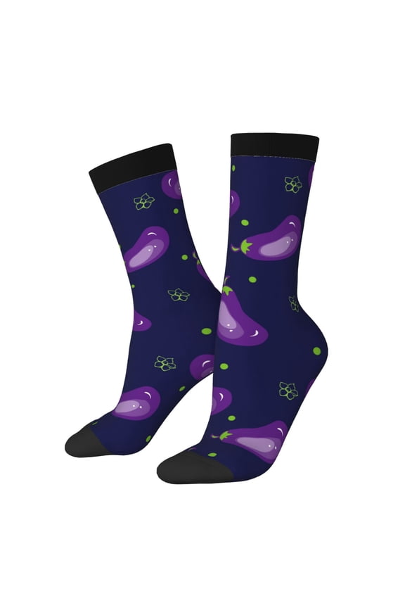 Eggplant Crew Socks for Men & Women, Breathable Casual Athletic Ankle Socks