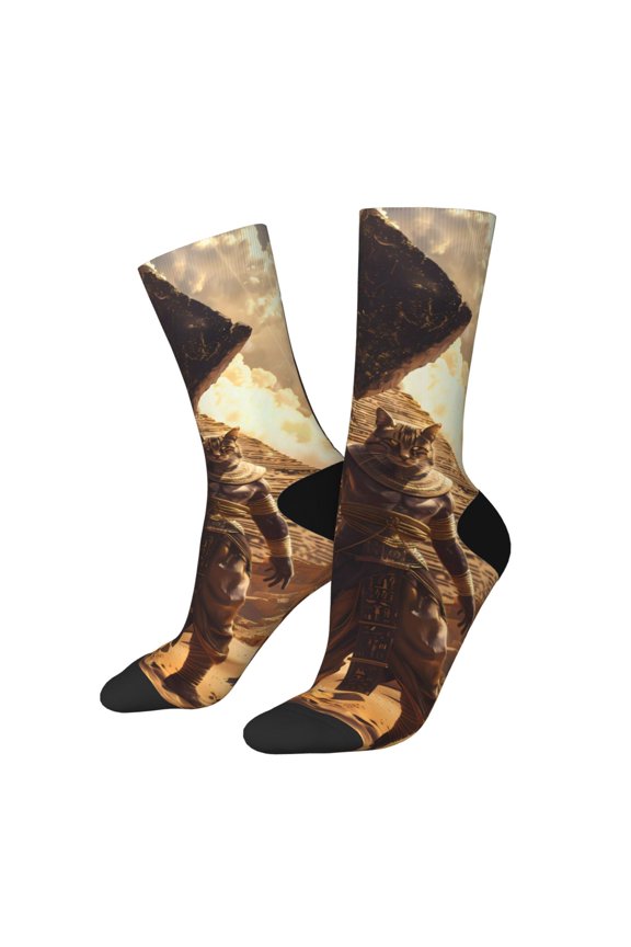 Egyptian Cat Pharaoh Magic Crew Socks for Men & Women, Breathable Casual Athletic Ankle Socks