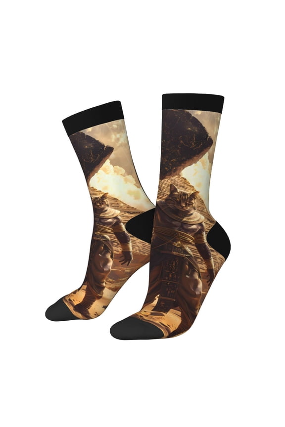 Egyptian Cat Pharaoh Magic Crew Socks for Men & Women, Breathable Casual Athletic Ankle Socks