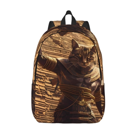 Vsdgher Egyptian Cat Pharaoh Magic Print Canvas Backpack Travel Rucksack Unisex Knapsack 15.7/17.7Inch Laptop Backpack for Work,College -Medium
