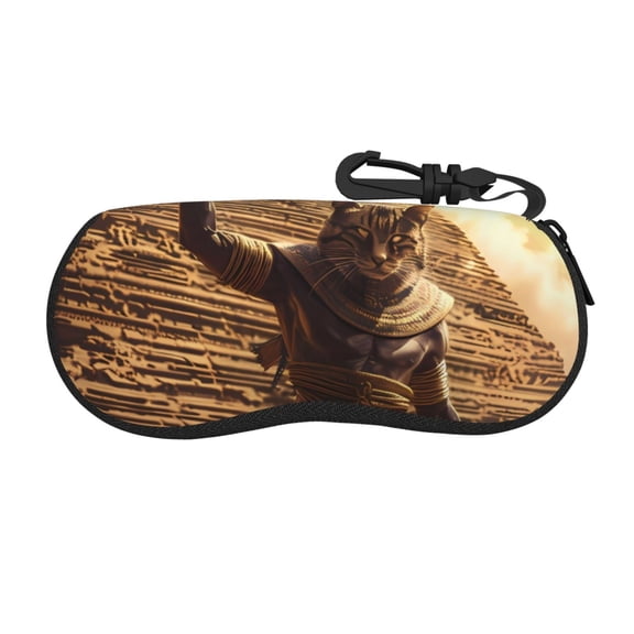 Vsdgher Egyptian Cat Pharaoh Magic Sunglasses Soft Case Neoprene Zipper Eyeglass Case, Zipper Portable Spectacle Cases for Men Women