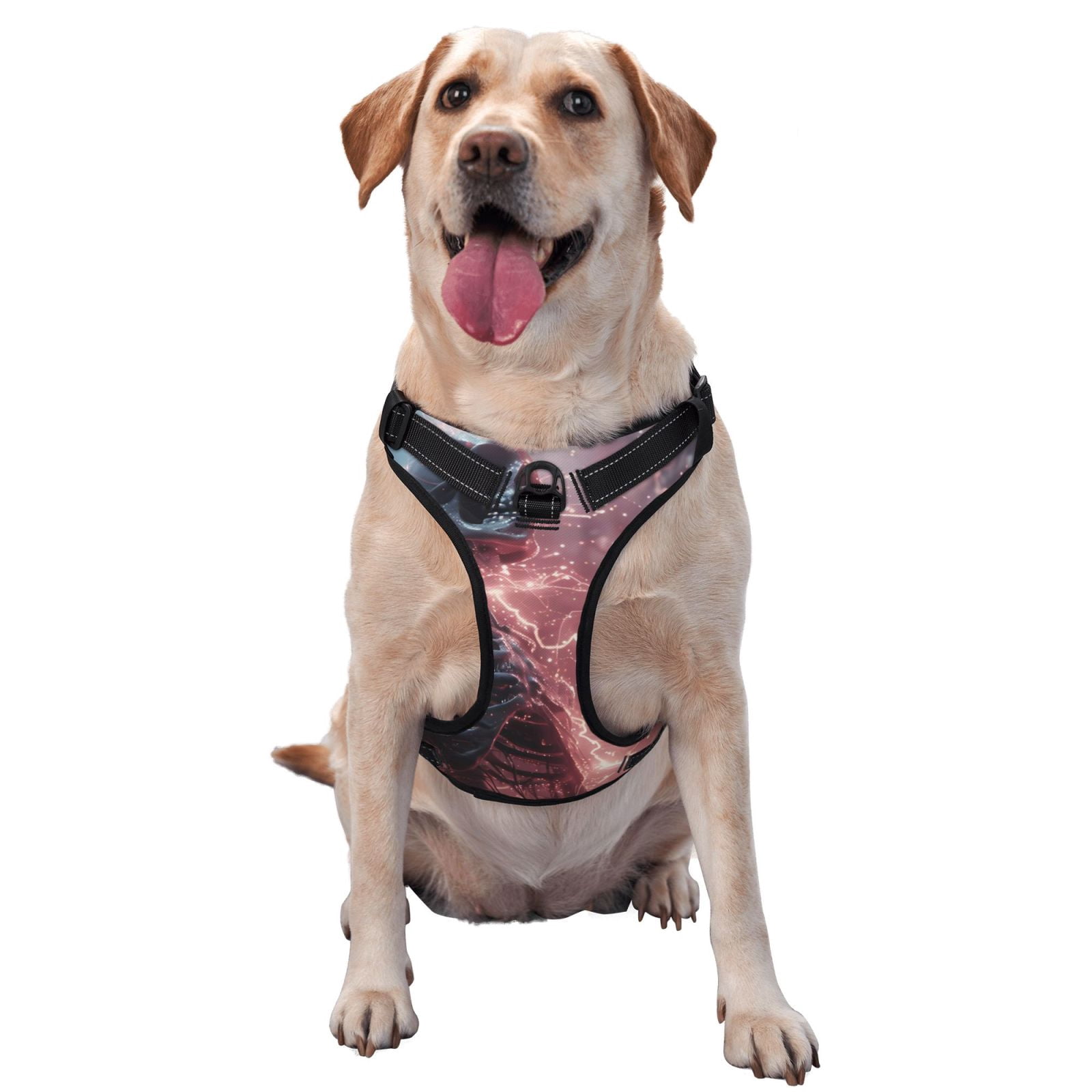 Vsdgher Electric Skeleton Surrealism Dog Harness, No-Pull Pet Harness, Dog Vest, Pet Vest for Small to Large Dogs-Medium