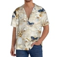 thumbnail image 1 of Vsdgher Elegant Butterflies And Pearls Men's Cuban Shirt, Hawaiian Shirts, Business Casual Button Down Shirts, Short Sleeve Shirt-Large, 1 of 5