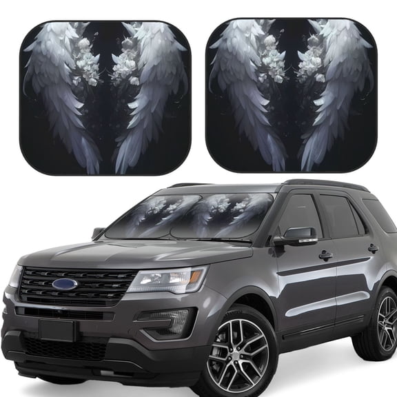 Vsdgher Elegant Feathered Floral Wings Print Car Windshield Sun Shade, Reflective Sunshade Window Sunshade Sun Visor Protector Fit for Cars,Trucks,SUVs-Large