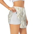 thumbnail image 1 of Vsdgher Elegant Gold Leaf Pattern Athletic Shorts for Women, Women's Running Double Layer Shorts, High Waisted Yoga Shorts, Workout Athletic Shorts-Large, 1 of 7