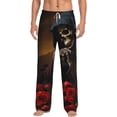thumbnail image 1 of Vsdgher Elegant Rose Skull Print Mens Pajama Pants Sleep & Lounge Pants, PJ Bottoms With elastic waistb and Pockets, 1 of 5
