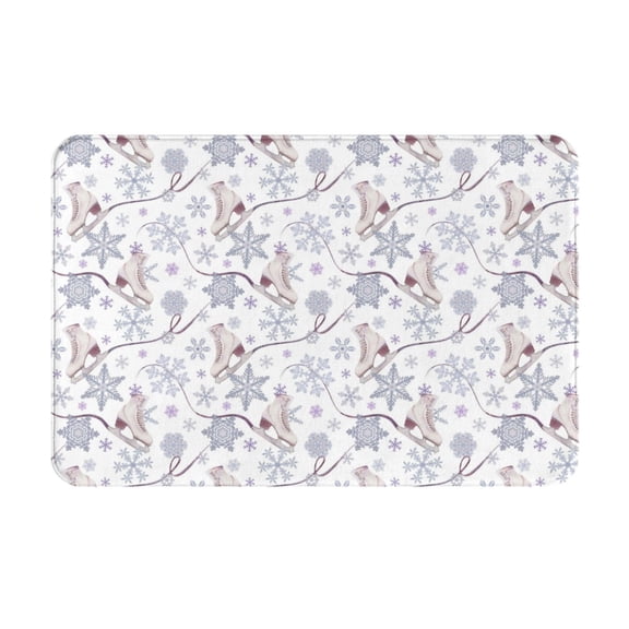 Vsdgher Elegant ice skates snowflakes Flannel Anti-Slip Floor Mat Comfort Mat Outdoor Rug, Indoor Outdoor Rugs for Home, Office, Laundry 16''x24''in