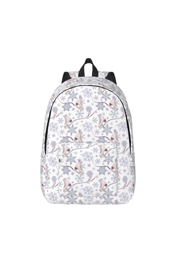 Elegant ice skates snowflakes Print Canvas Backpack Travel Rucksack Unisex Knapsack 15.7/17.7Inch Laptop Backpack for Work,College -Medium