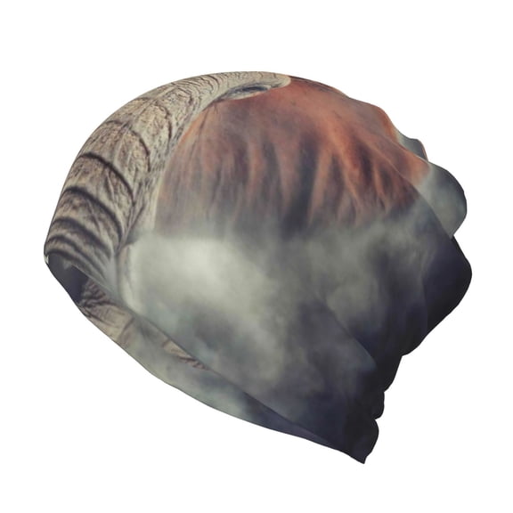 Vsdgher Elephant in Smoke Slouchy Beanie Hat for Men/Women, Skull Cap Chemo Cap Night Sleeping Cap
