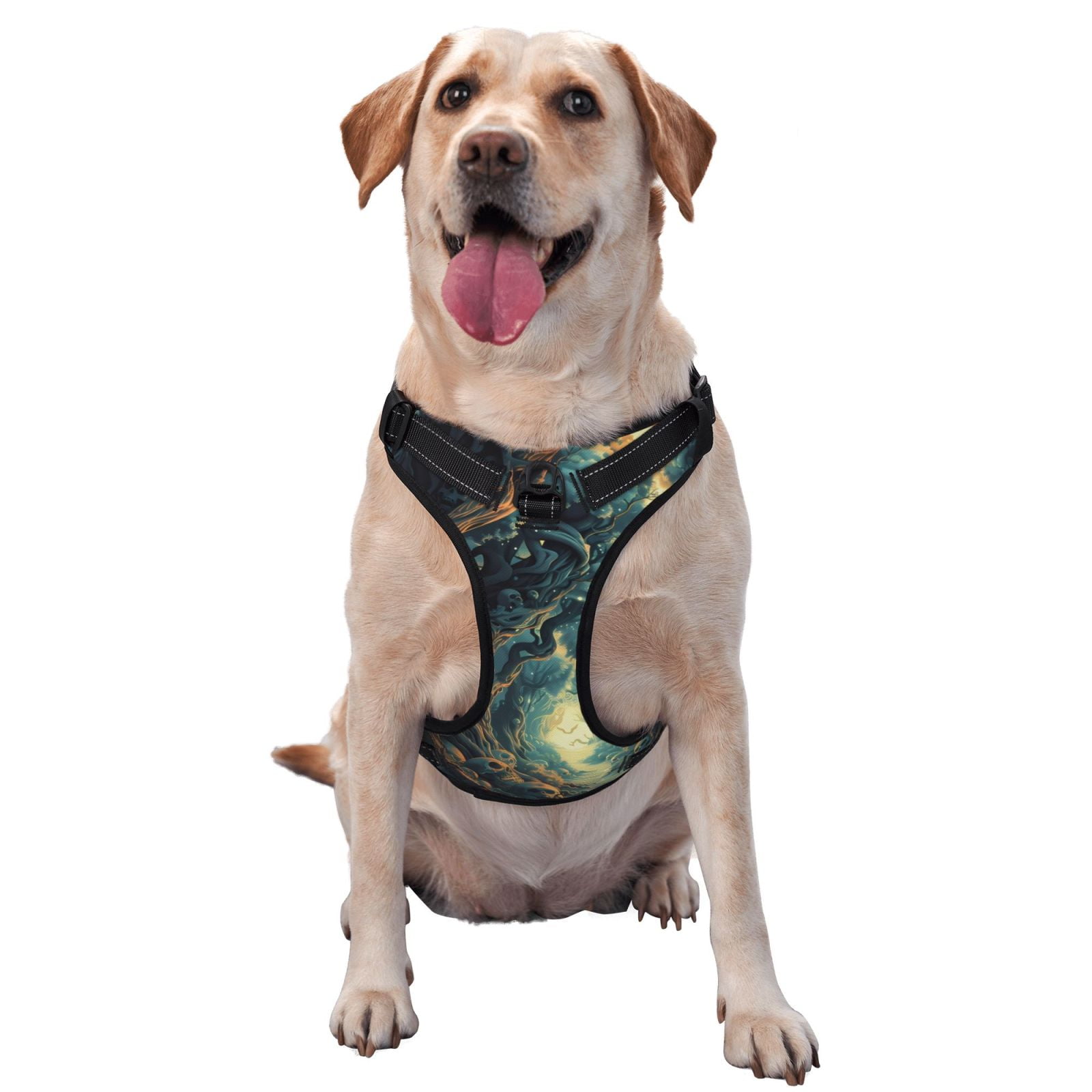 Vsdgher Enchanted Forest Skull Path Dog Harness, No-Pull Pet Harness, Dog Vest, Pet Vest for Small to Large Dogs-Small