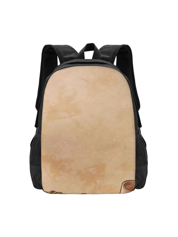 Engraved Coffee On Kraft Paper Print Backpack for Women Men School Bookbag with Laptop Compartment for College Work Travel, Simple Fashion Casual Daypack, Fit 15" Laptop