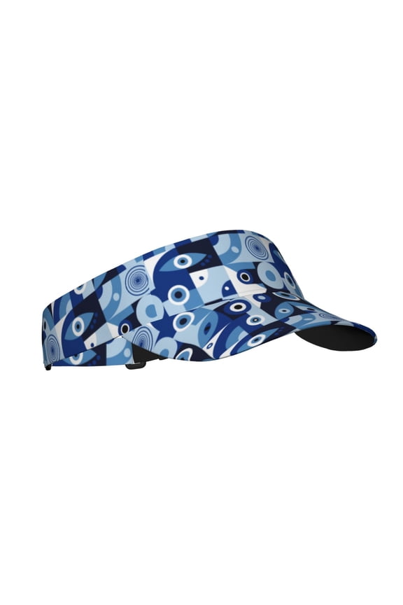 Evil Eye Print Adult Sunscreen Visor Cap,1 Piece of Sport Sun Visor Hats Adjustable Sun Hat for Outdoor Activities Fits for Women and Men (One Size)