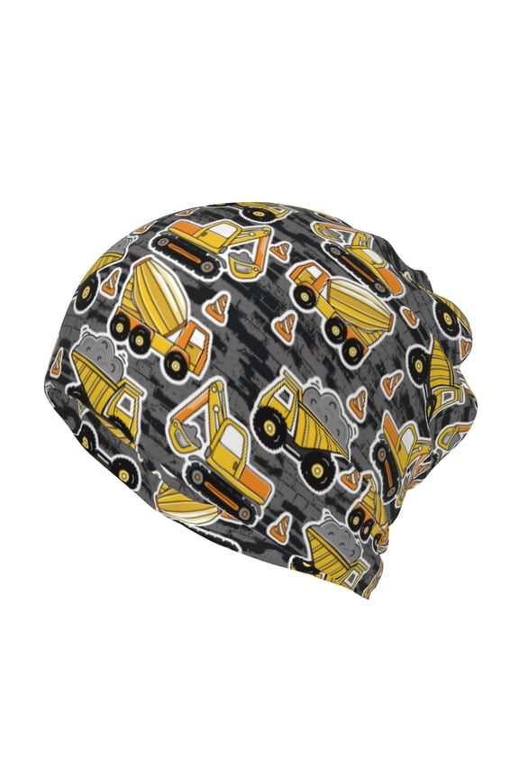 Excavator At Work Slouchy Beanie Hat for Men/Women, Skull Cap Chemo Cap Night Sleeping Cap