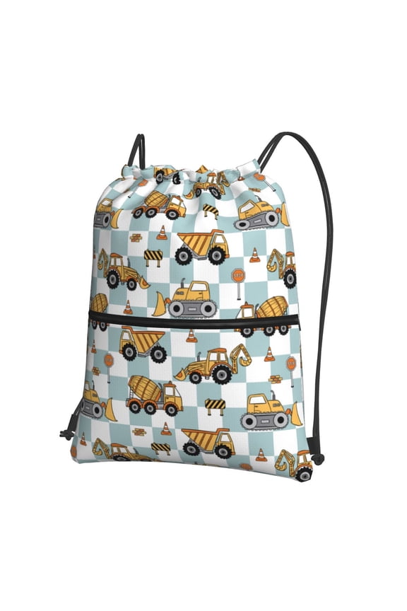 Excavator Drawstring Backpack Water Resistant String Bag Sports Sackpack Gym Sack for Men Women