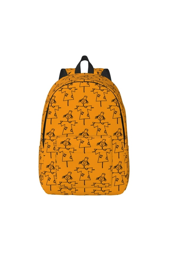 Fall Cute Simple Scarecrow Print Canvas Backpack Travel Rucksack Unisex Knapsack 15.7/17.7Inch Laptop Backpack for Work,College -Small