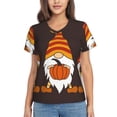 thumbnail image 1 of Vsdgher Fall Gnomes Women Shirts V Neck Short Sleeve Tops T-Shirt Basic Tees, S to 3XLSmall, 1 of 5