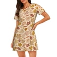 thumbnail image 1 of Vsdgher Fall Leaves Pattern Womens Short Sleeve Sleepshirt Scoopneck Cute Nightdress Ruffle Comfy Nightgown, 1 of 6