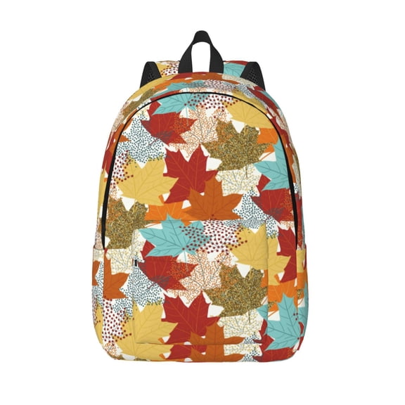 Vsdgher Fall Maple Leaves Print Canvas Backpack Travel Rucksack Unisex Knapsack 15.7/17.7Inch Laptop Backpack for Work,College -Small