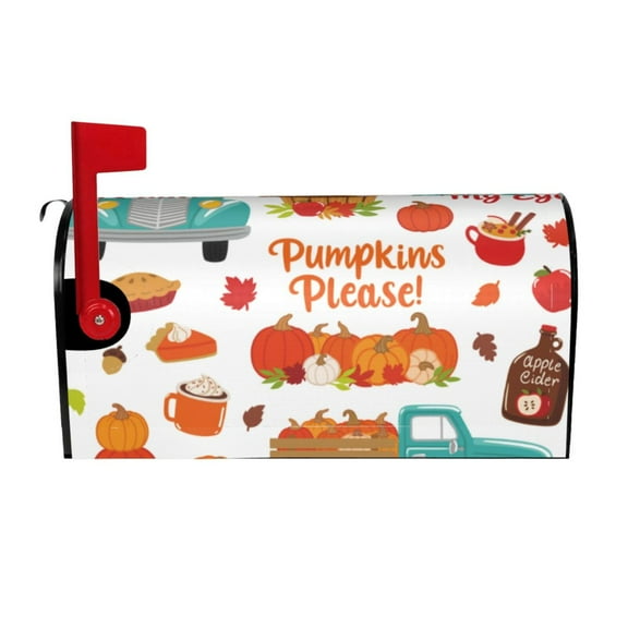 Vsdgher Fall Pumpkins Mailbox Cover Magnetic Mailbox Wraps Post Letter Box Cover for Garden Yard Home Decor 2 Sizes-25.5x21 in