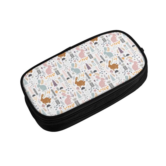 Vsdgher Fall Rabbit Print Large Capacity Pencil Case Pouch with Zipper, Portable Aesthetic Big Capacity Pencil Cases Pen Office Travel Stationery Bag