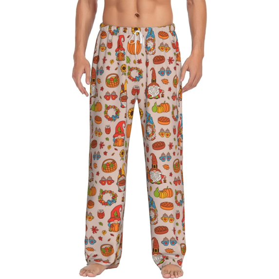 Vsdgher Fall Thanksgiving Print Mens Pajama Pants Sleep & Lounge Pants, PJ Bottoms With elastic waistb and Pockets