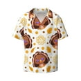 thumbnail image 1 of Vsdgher Fall Turkey Print Men's Wrinkle Free Untucked Cuban Shirt Business Casual Button Down Shirts Short Sleeve Shirt, 1 of 1
