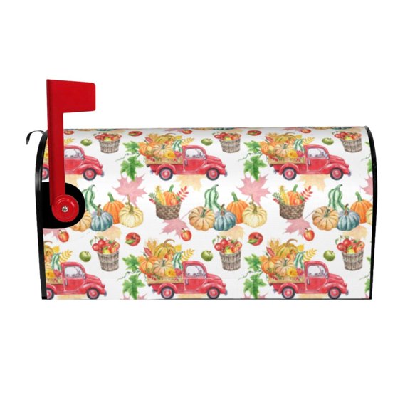 Vsdgher Fall harvest truck pumpkin Mailbox Cover Magnetic Mailbox Wraps Post Letter Box Cover for Garden Yard Home Decor 2 Sizes-25.5x21 in