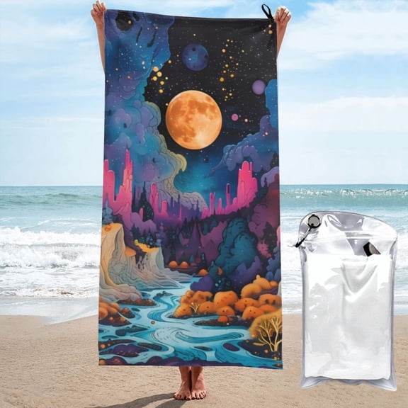 Vsdgher Fantasy Cosmic Landscape Microfiber Ultra Soft Highly Absorbent Bath Towel, Quick Drying Towels for Body, Sport, Yoga, SPA, Fitness-27.5"x55"