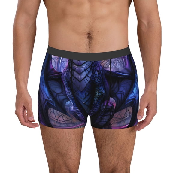 Vsdgher Fantasy Dragon In Cathedral Pattern Men's Boxer Brief Underwear,Soft Funny Underwear for Men-XX-Large