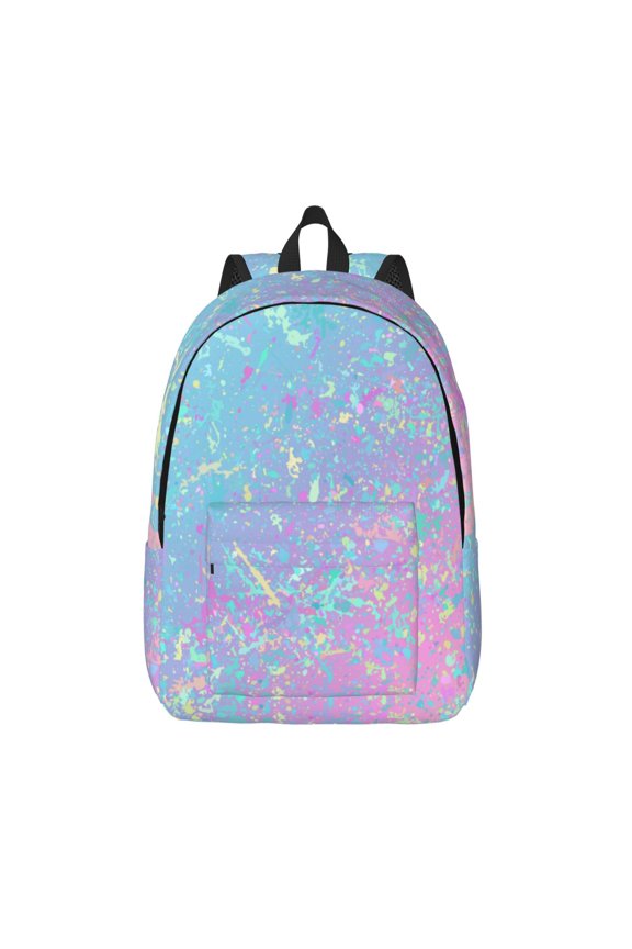 Fantasy Gradient Print Canvas Backpack Travel Rucksack Unisex Knapsack 15.7/17.7Inch Laptop Backpack for Work,College -Small