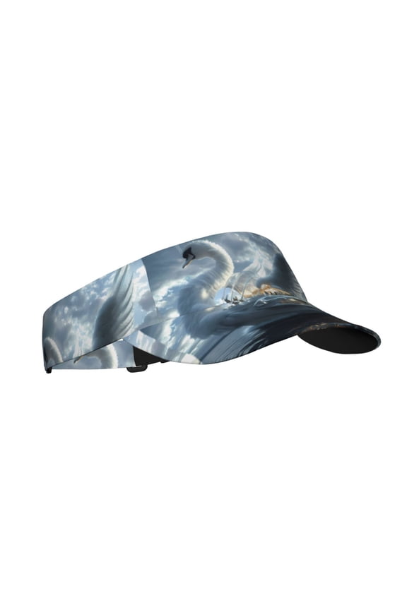 Fantasy Swan Yacht Design Print Adult Sunscreen Visor Cap,1 Piece of Sport Sun Visor Hats Adjustable Sun Hat for Outdoor Activities Fits for Women and Men (One Size)