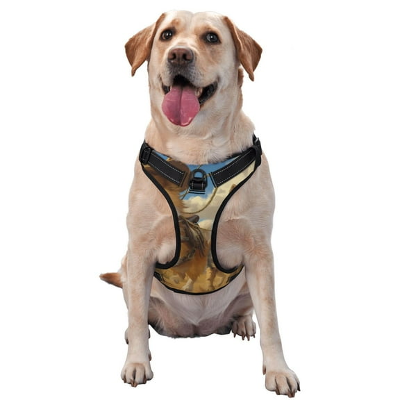 Vsdgher Farm Corgi German Shepherd Pattern Dog Harness,No Pull Pet Harness with Soft Padded Handle,Adjustable Reflective Vest with 2 Buckles,4 Slide Buckles,S-XL Medium