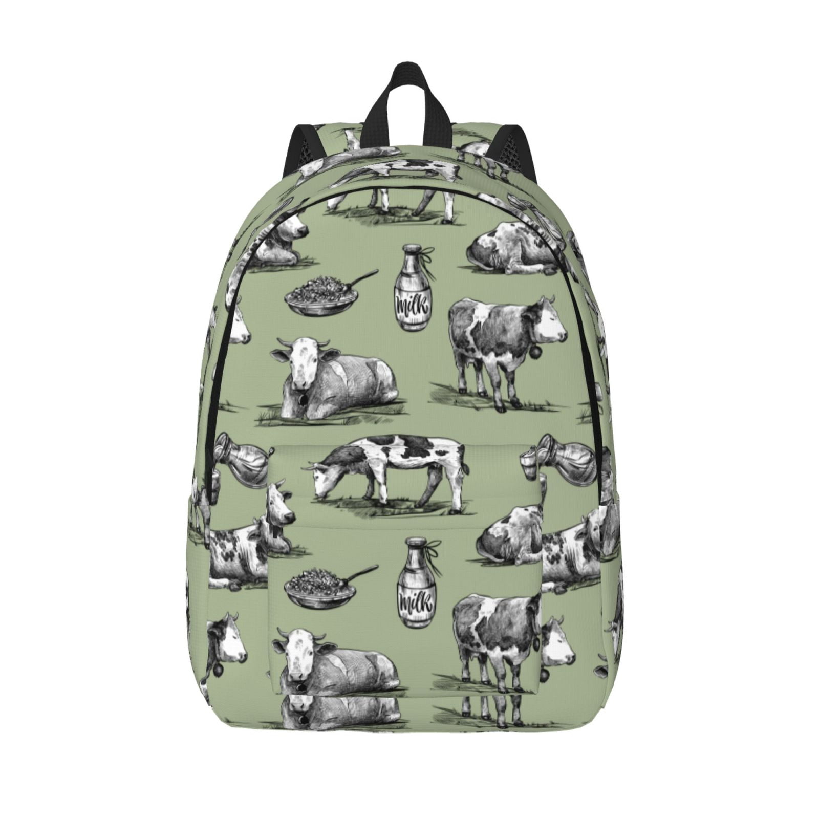 Vsdgher Farm Cows Print Canvas Backpack Travel Rucksack Unisex Knapsack 15.7/17.7Inch Laptop Backpack for Work,College -Medium