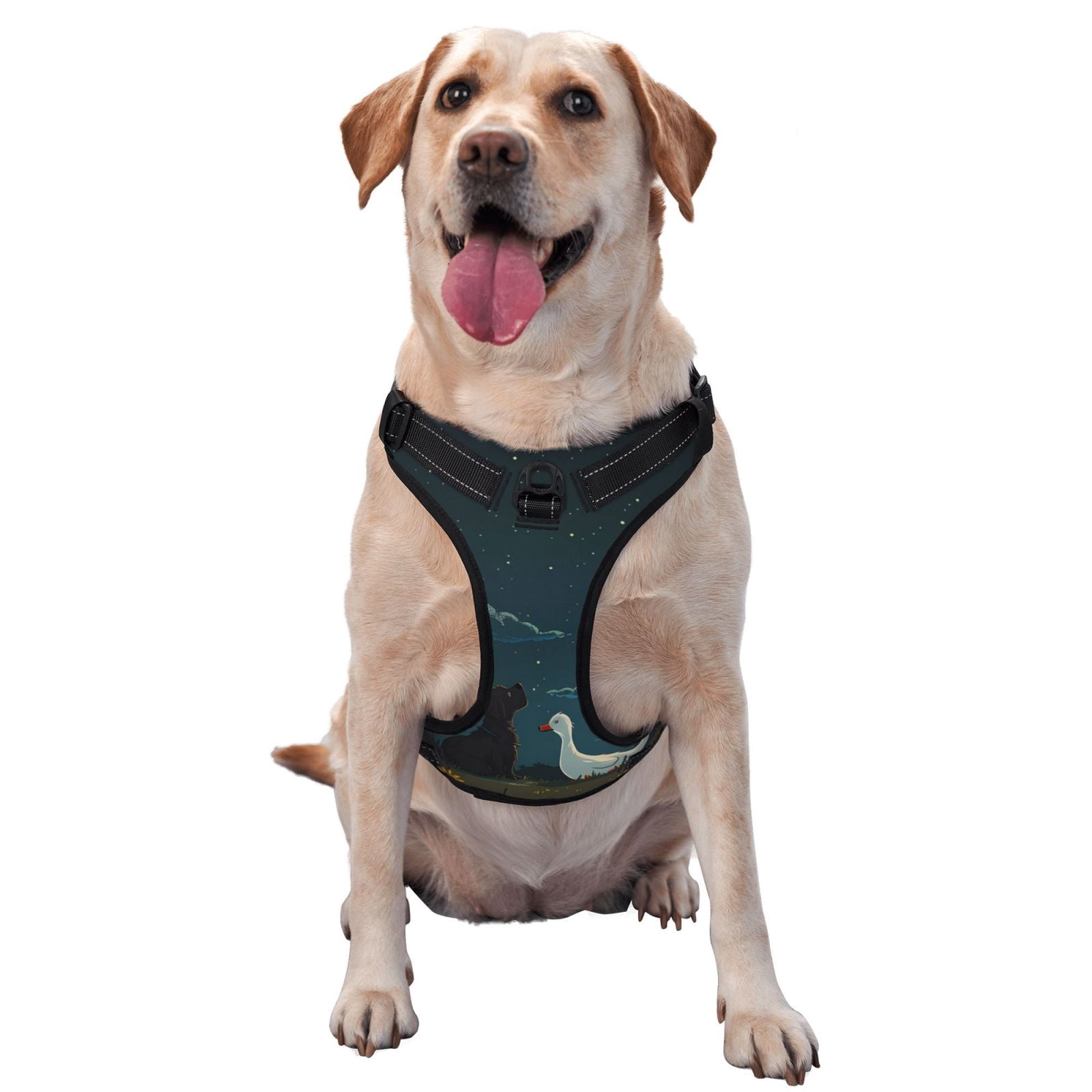 Vsdgher Farm Dog Duck Moonlight Dog Harness, No-Pull Pet Harness, Dog Vest, Pet Vest for Small to Large Dogs-