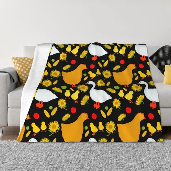 Vsdgher Farm Goose Pattern Fleece Throw Blanket, Horizontal Fleece Bedding Home Decor for Couch & Bed All Season Use -80"x60"