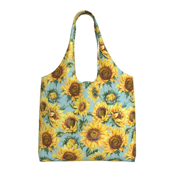 Vsdgher Farmhouse Sunflower Print canvas Tote Bag, Lightweight Cloth Bags, Suitable for shopping, groceries, travel
