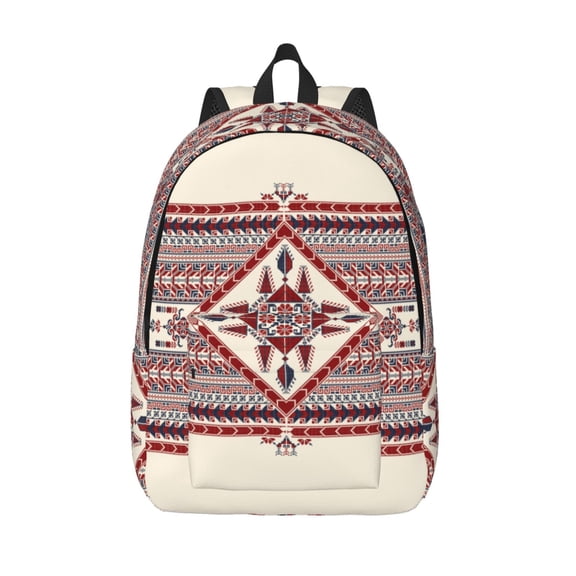 Vsdgher Fashion Tatreez Print Canvas Backpack Travel Rucksack Unisex Knapsack 15.7/17.7Inch Laptop Backpack for Work,College -Medium